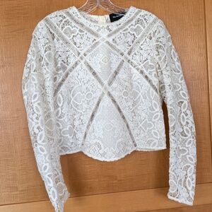 The Kooples long sleeved, back zip, white lace blouse M